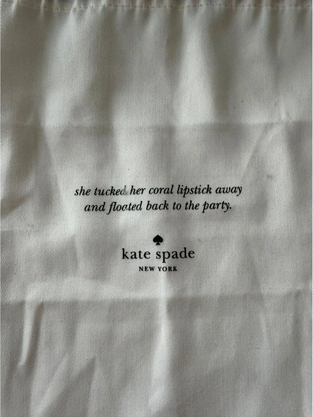 Kate Spade New York White Drawstring Dust Bag